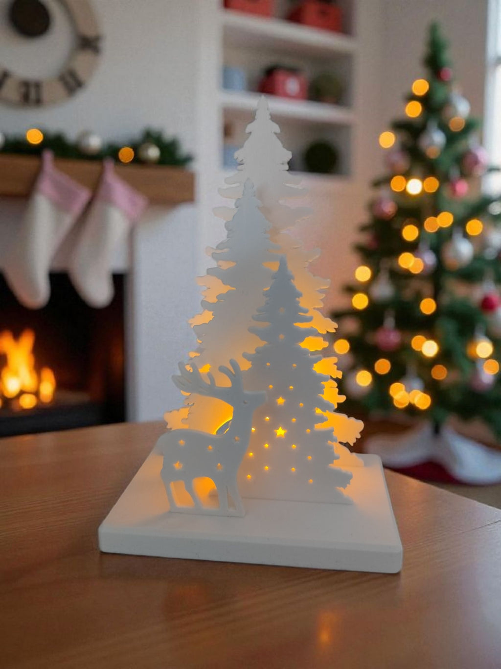 Julelandskab med Rensdyr inkl. LED Lys