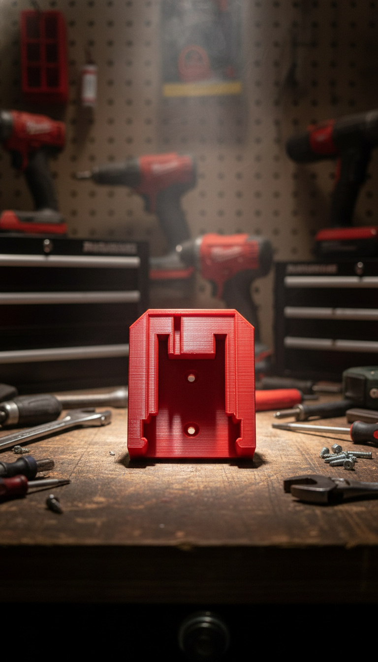 Milwaukee M18 batteriholder med plads til ét 18V batteri set forfra